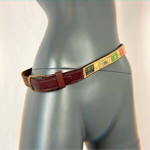 80s License Plate Brown Leather Belt